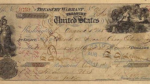 Cheque de 7,2 millones de dólares, pagado por EEUU al imperio ruso en 1867 para comprar Alaska.